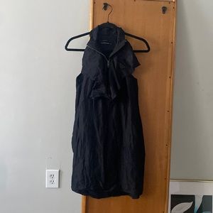CLUB MONACO BLACK RUFFLE ZIPPER MINI DRESS SIZE 4